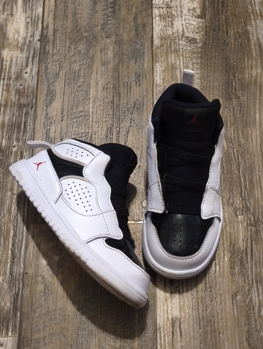 Jordan Kids White, Black & Red High-Top Sneakers